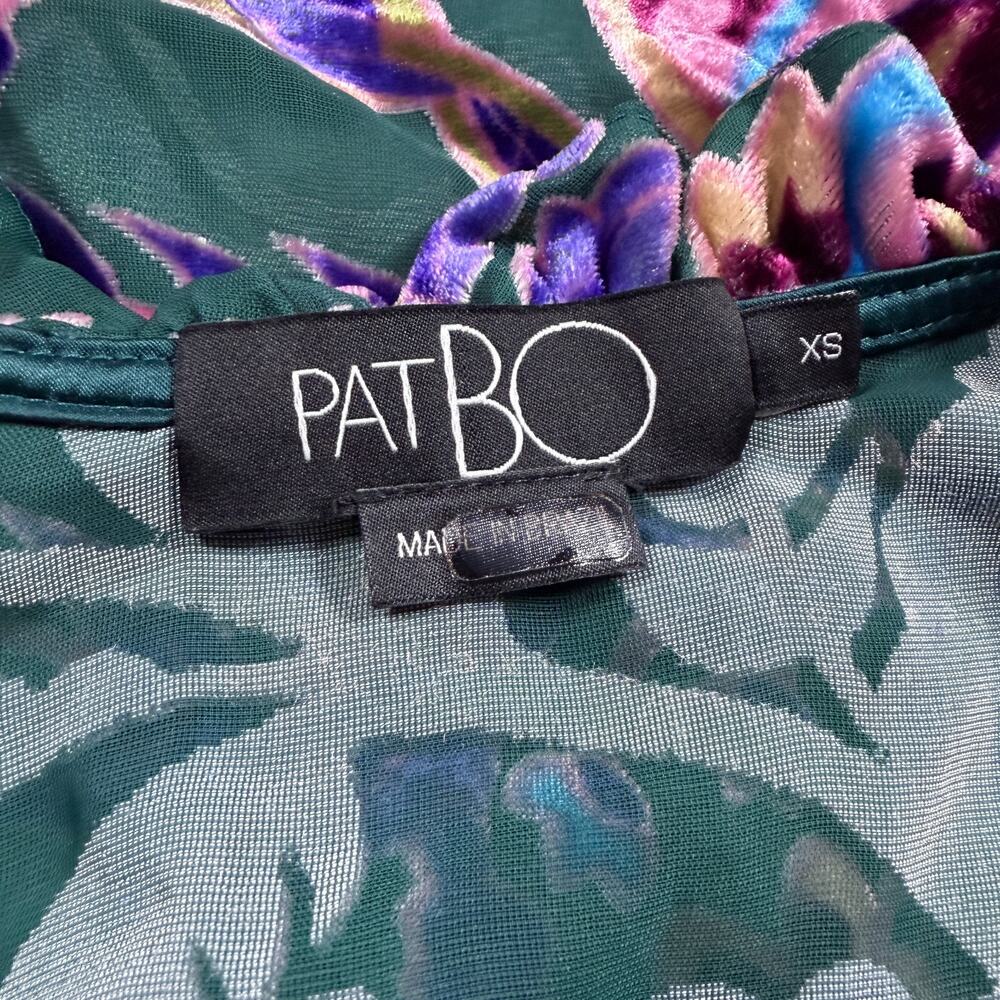 PatBO Burnout Velvet Blouse Blue Purple Women's XS Ruffles Long Sleeve Sheer - Picture 8 of 12
